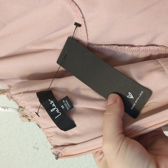 Lulu's Cascading Crush blush pink floral tiered sleeveless bustier midi dress - Picture 11 of 12